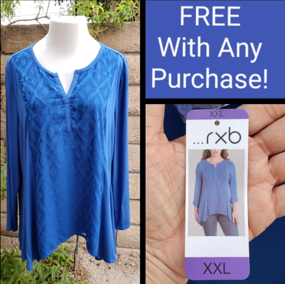 XXL women plus RXB tunic shirt convertible sleeve